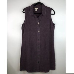 J Jill 100% Linen Sleeveless Button Up Straight  Shirt Dress Size M
